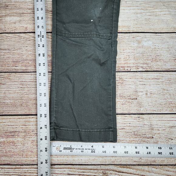 Dickies Skinny Straight Double Knee Work Pants Olive Green 34x30 Paint Stains - Picture 6 of 11